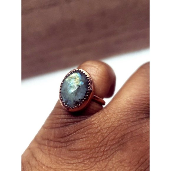 Labradorite crystal Ring size 6 handmade copper metalwork